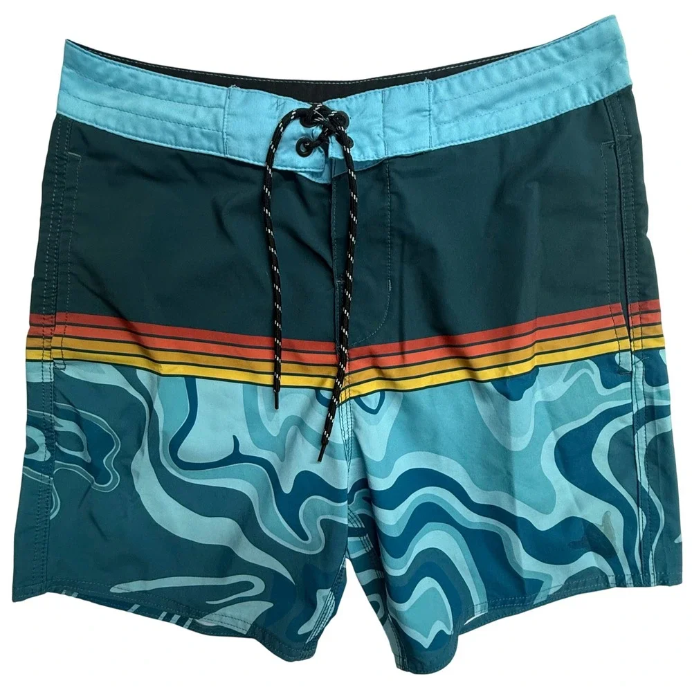 Billab*ng Board Shorts Mens Size 30 Blue Abstract Swim Trunks Surf